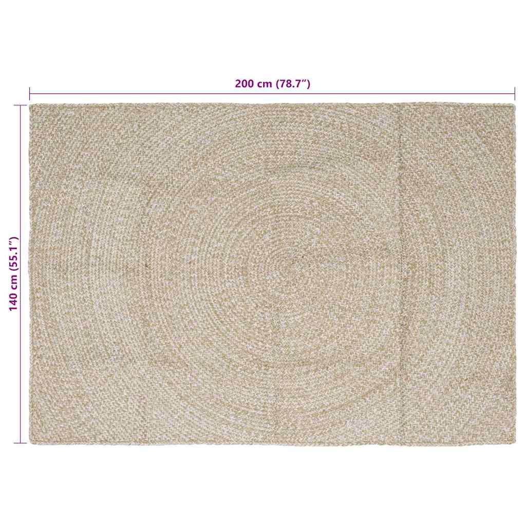 vidaXL Dywany pokojowe Naturalne i białe 140 x 200 cm Juta
