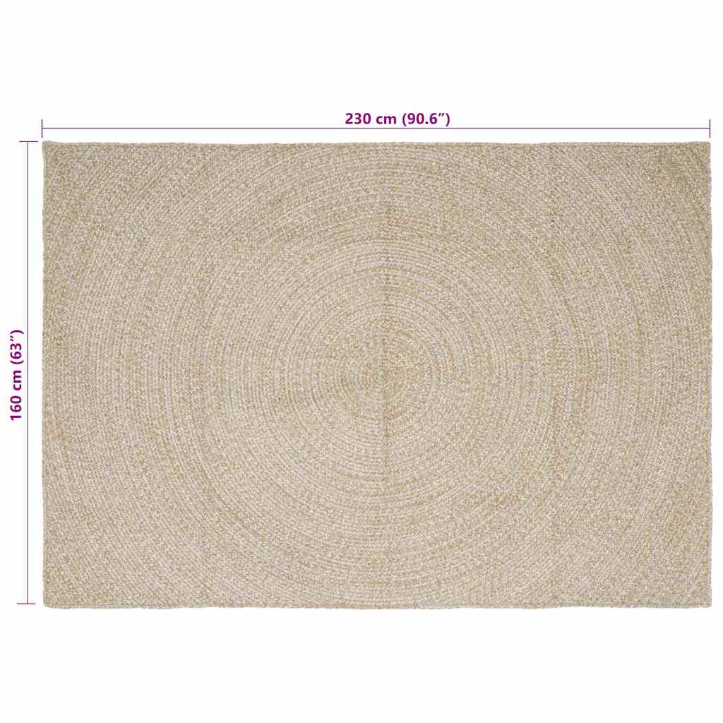 vidaXL Dywany pokojowe Naturalne i białe 160 x 230 cm Juta
