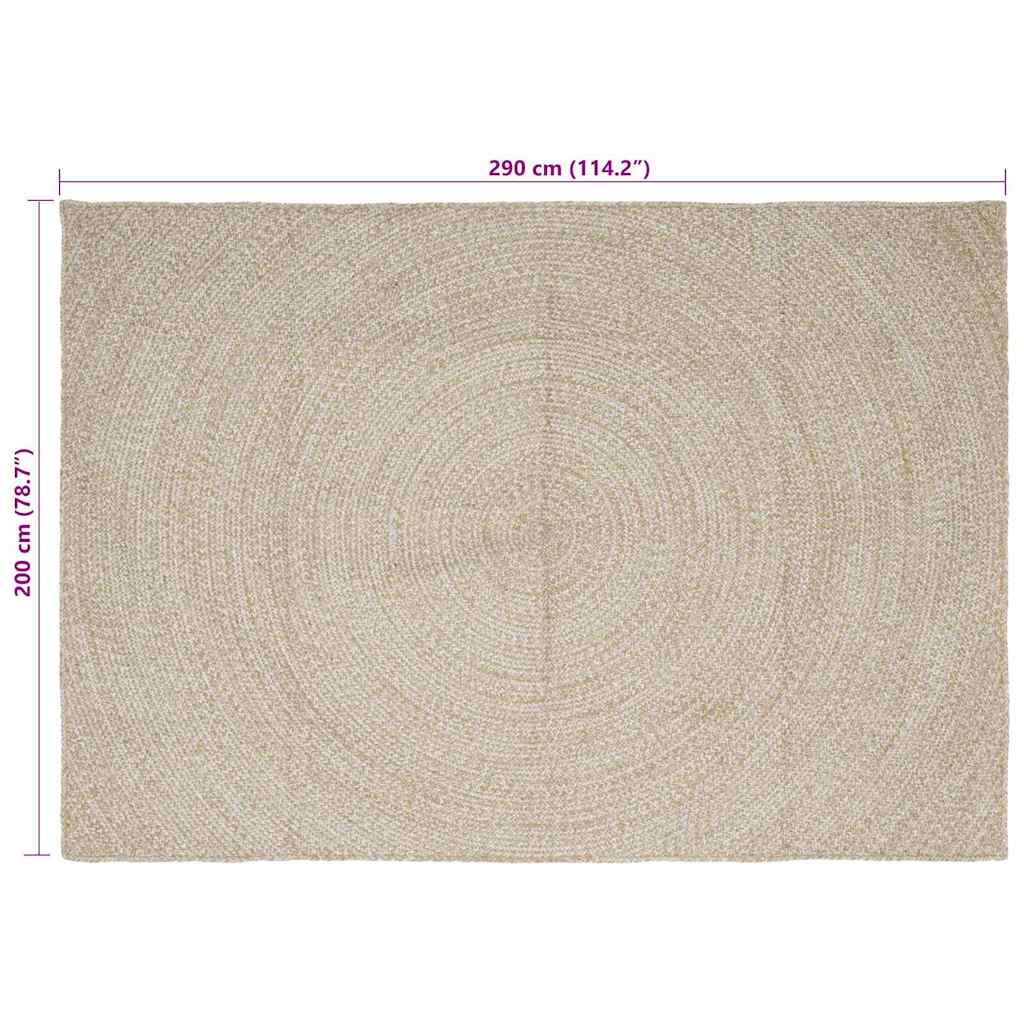 vidaXL Dywany pokojowe Naturalne i białe 200 x 290 cm Juta