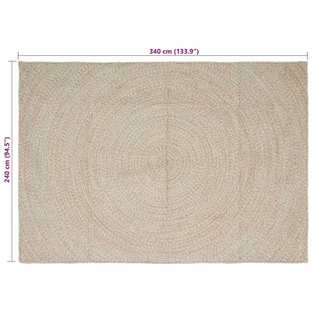 vidaXL Dywany pokojowe Naturalne i białe 240 x 340 cm Juta
