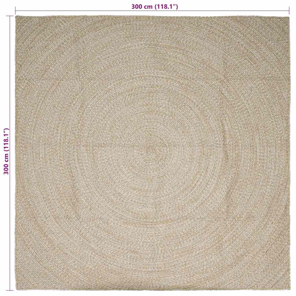 vidaXL Dywany pokojowe Naturalne i białe 300 x 300 cm Juta