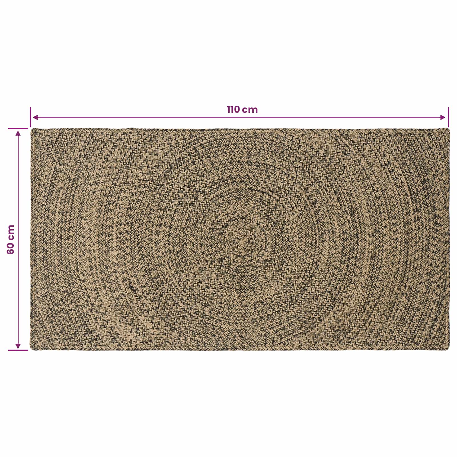 vidaXL Dywany pokojowe Naturalny i czarny 60 x 110 cm Juta
