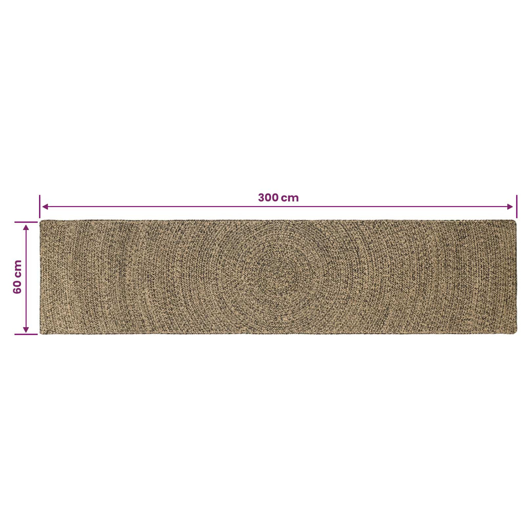 vidaXL Dywany pokojowe Naturalny i czarny 60 x 300 cm Juta