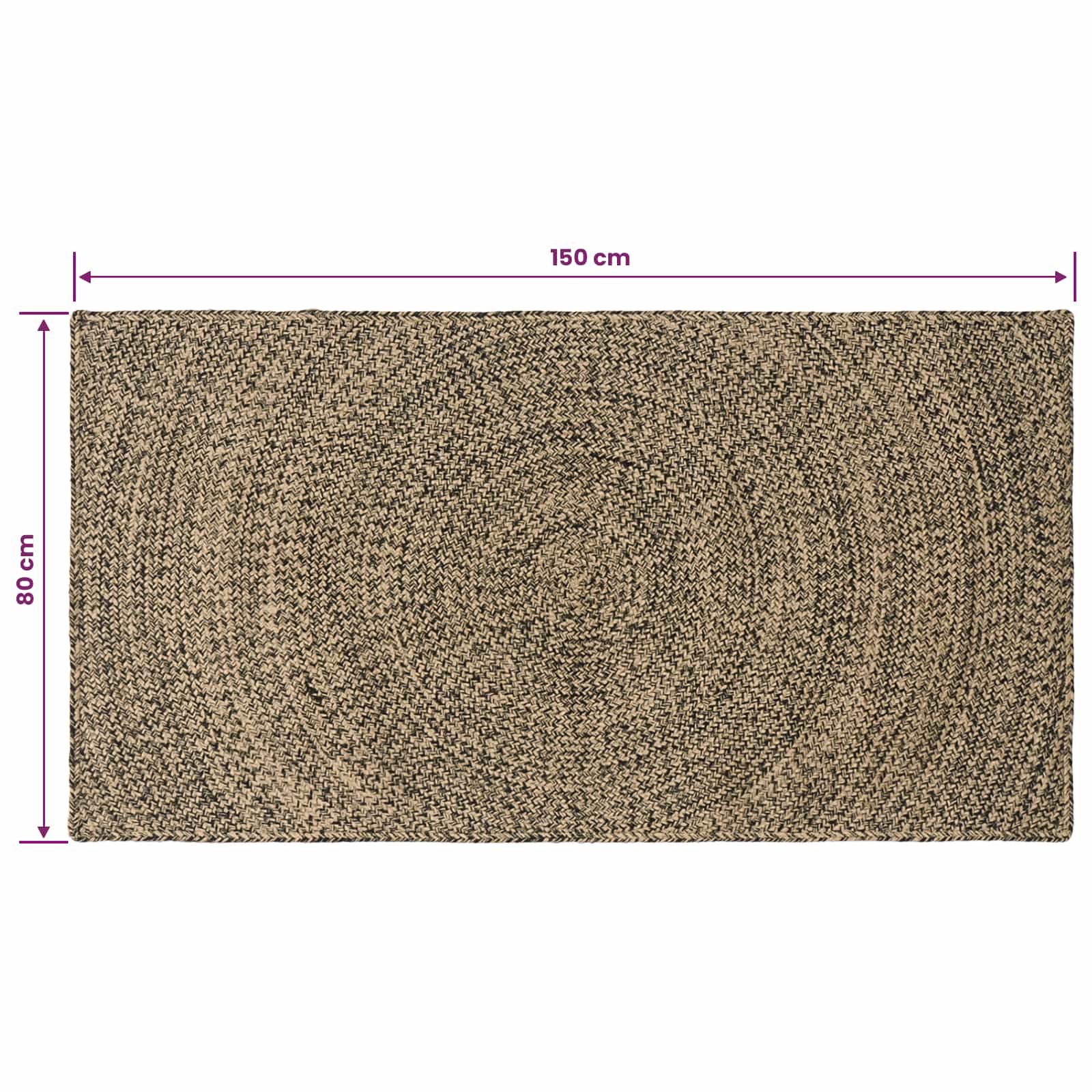 vidaXL Dywany pokojowe Naturalny i czarny 80 x 150 cm Juta