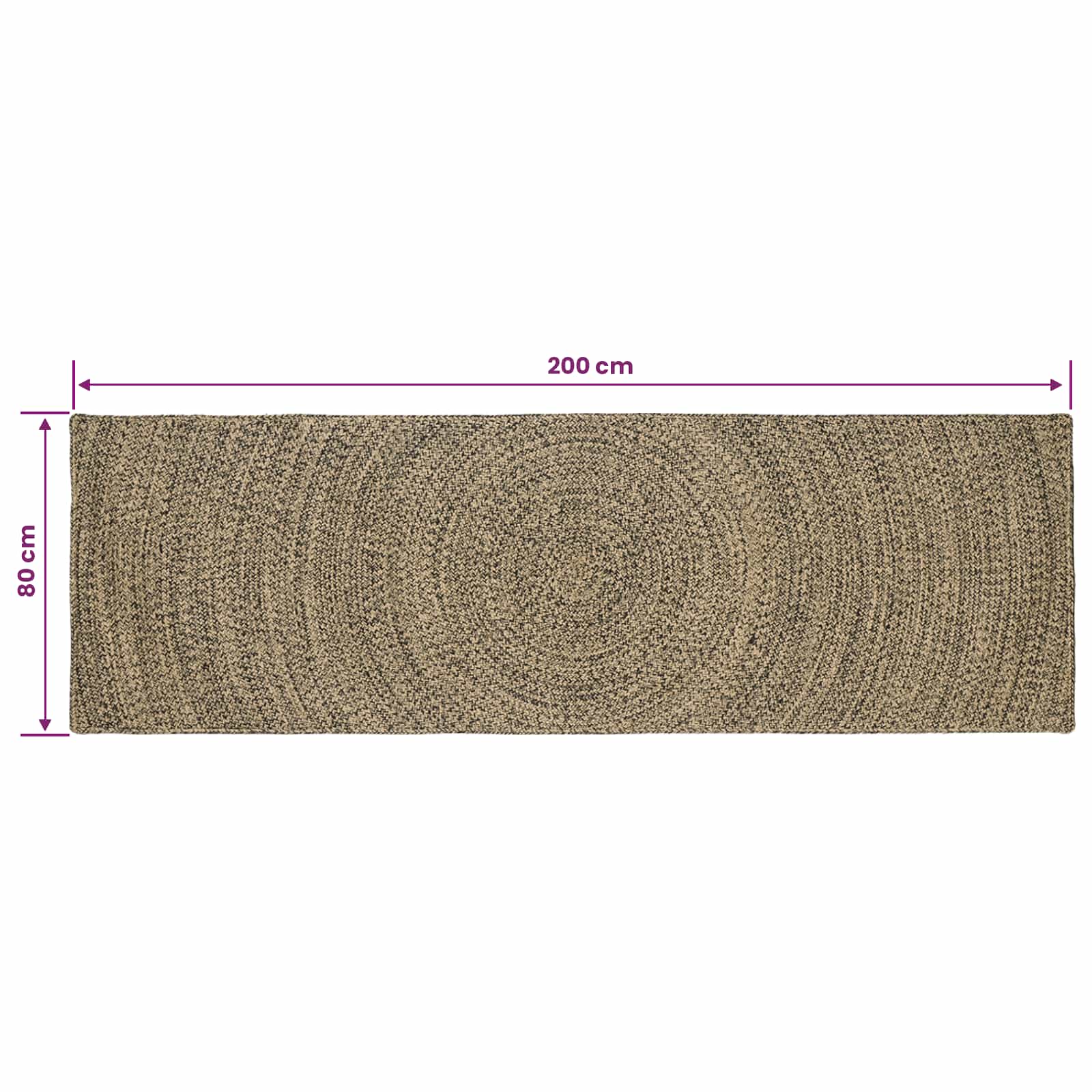 vidaXL Dywany pokojowe Naturalny i czarny 80 x 200 cm Juta