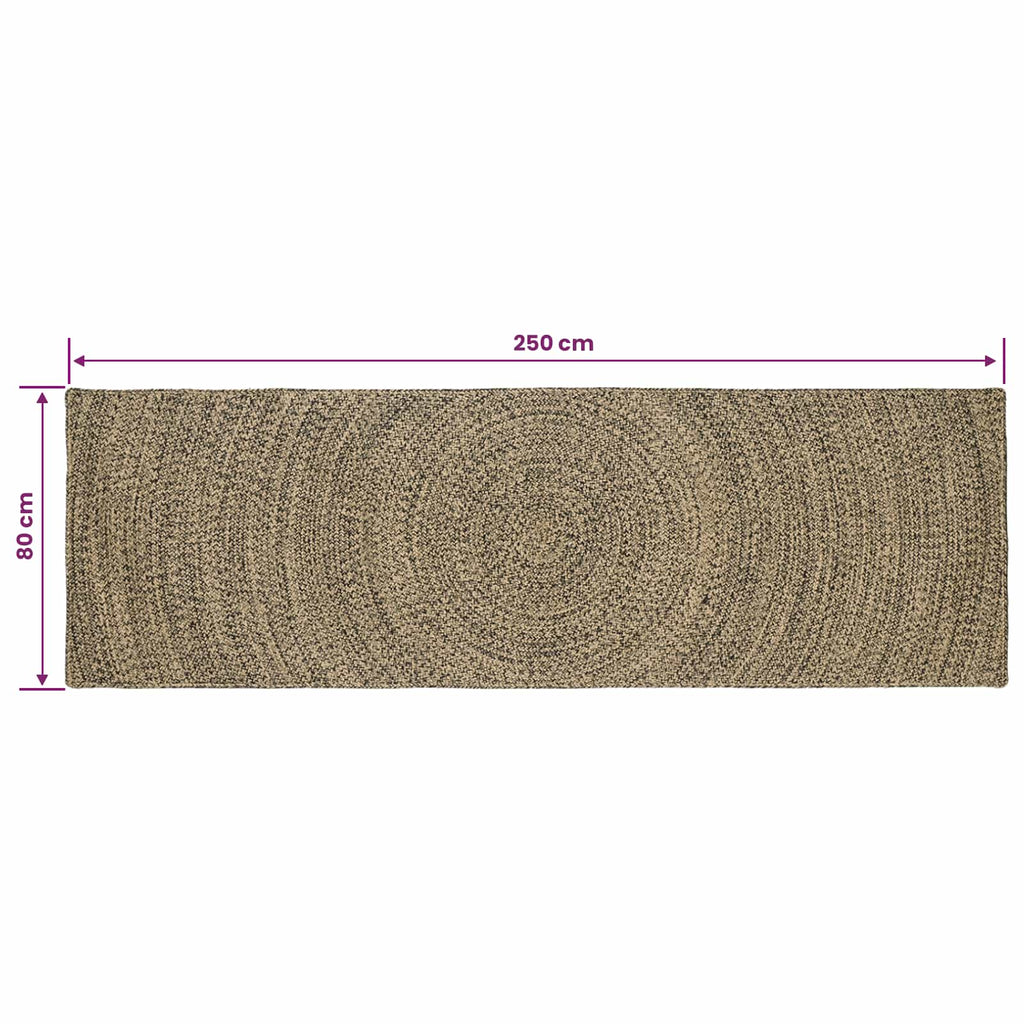vidaXL Dywany pokojowe Naturalny i czarny 80 x 250 cm Juta