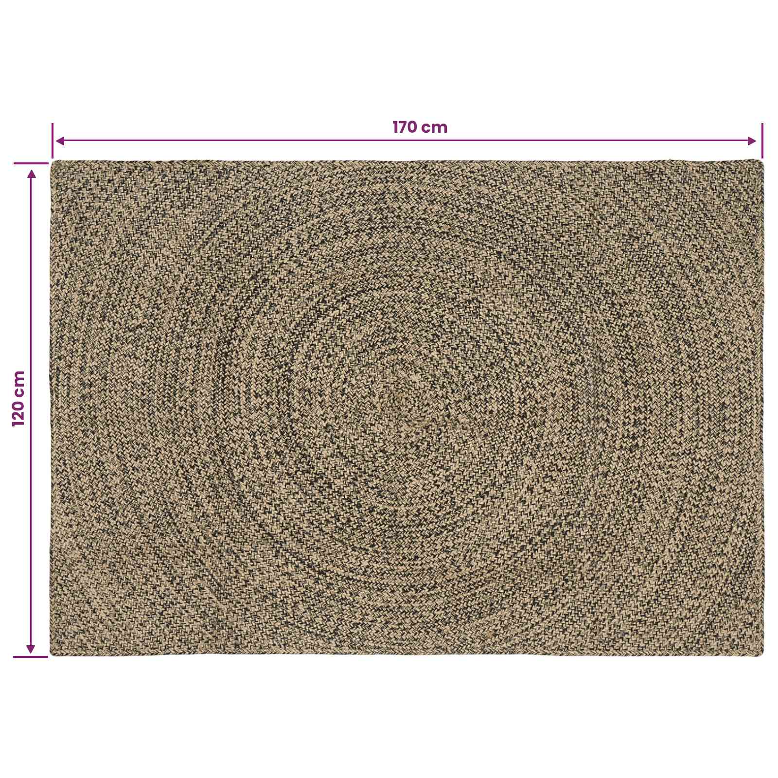 vidaXL Dywany pokojowe Naturalny i czarny 120 x 170 cm Juta