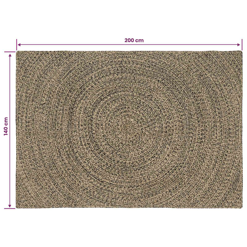 vidaXL Dywany pokojowe Naturalny i czarny 140 x 200 cm Juta