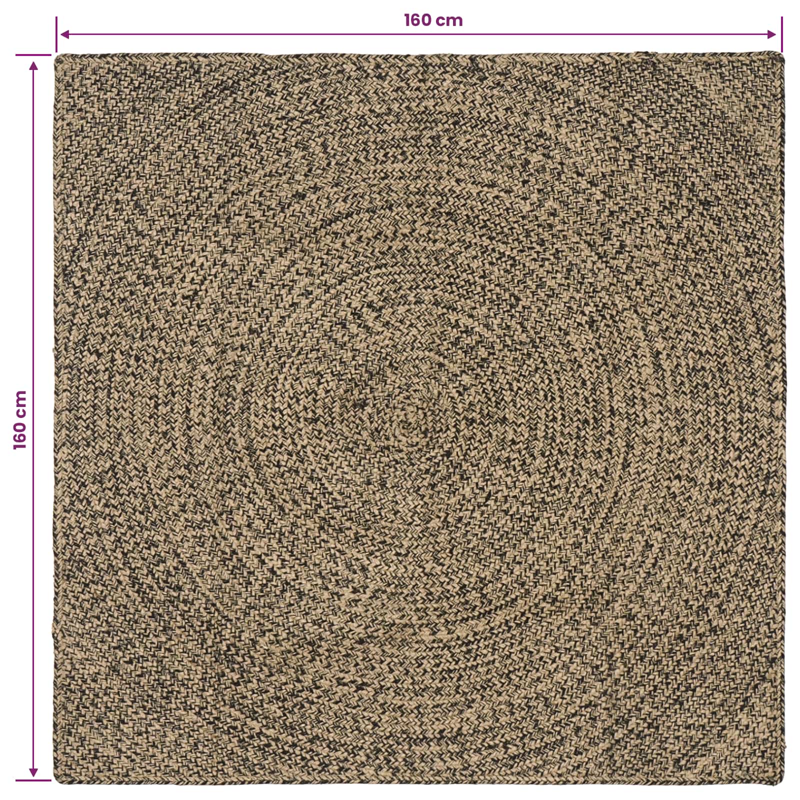 vidaXL Dywany pokojowe Naturalny i czarny 160 x 160 cm Juta
