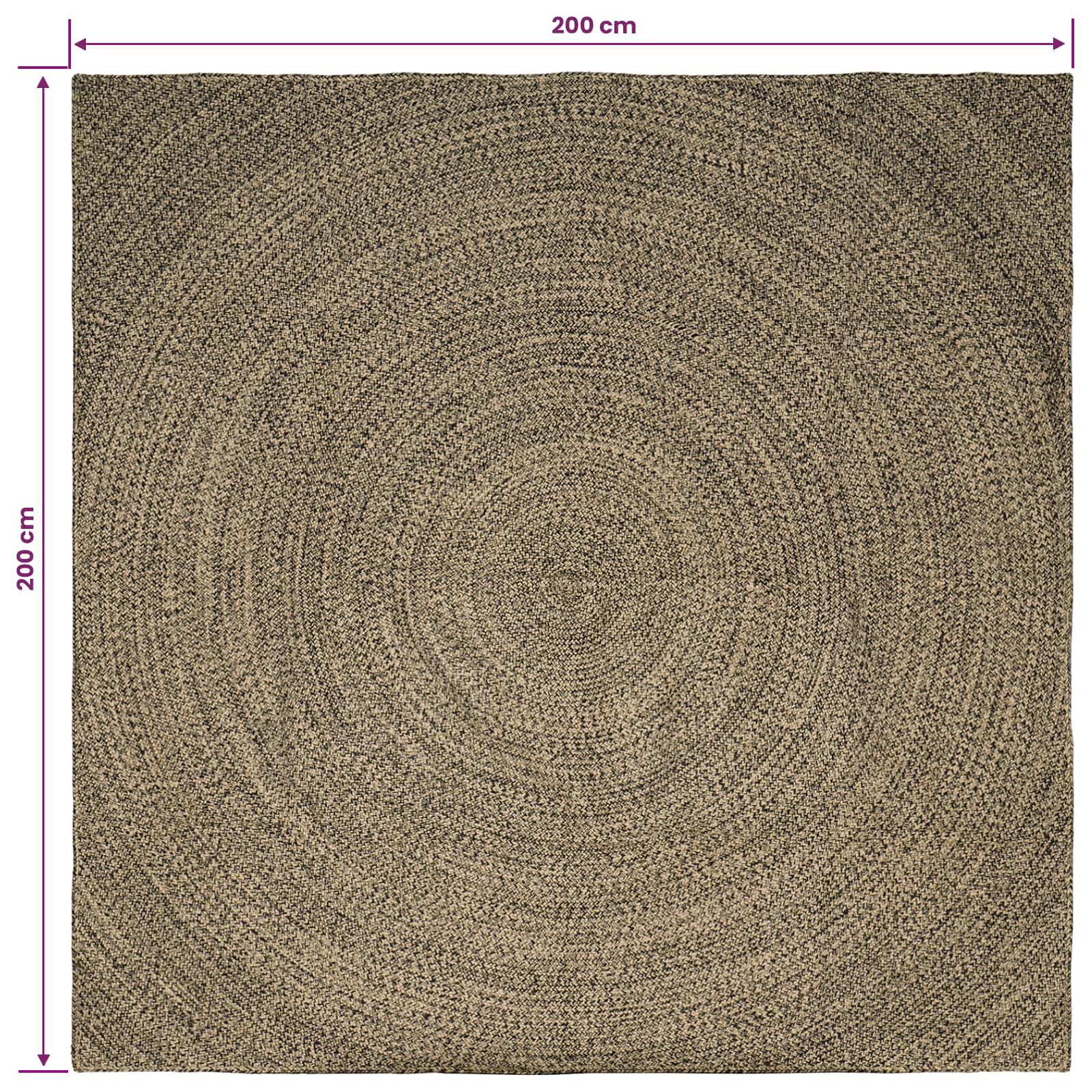 vidaXL Dywany pokojowe Naturalny i czarny 200 x 200 cm Juta