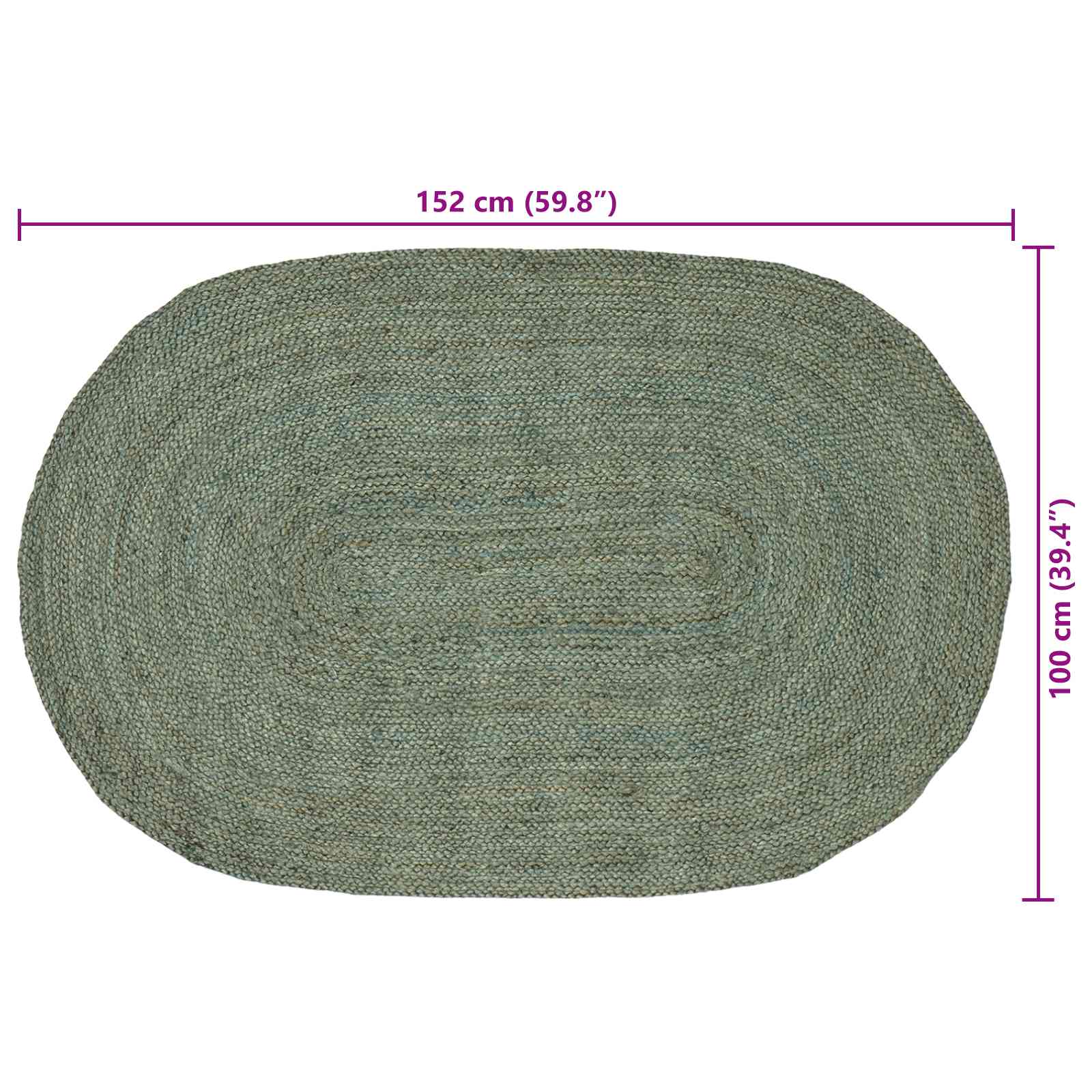 vidaXL Dywany pokojowe Oliwkowy zielony 100 x 152 cm Juta