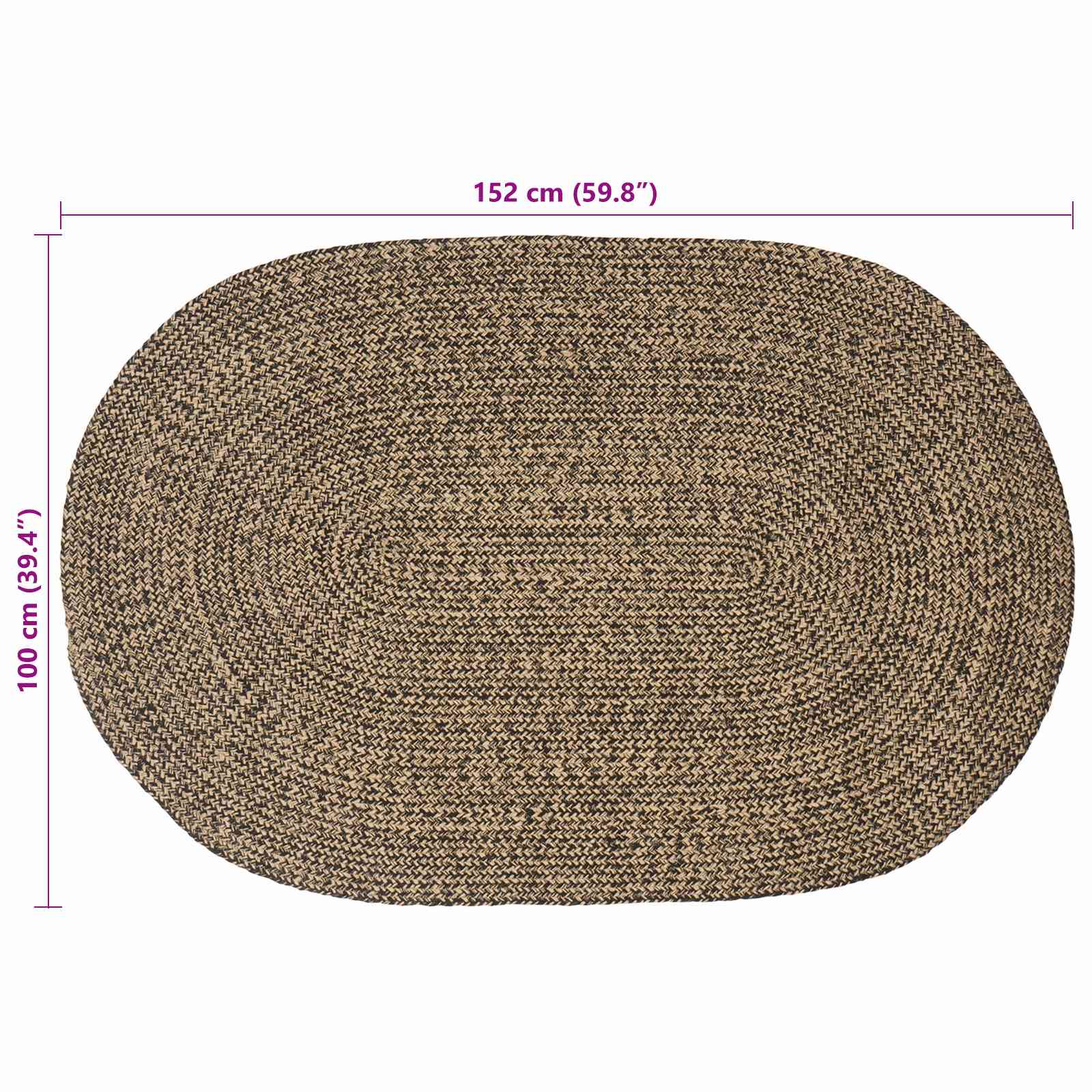vidaXL Dywany pokojowe Czarny 100 x 152 cm Juta