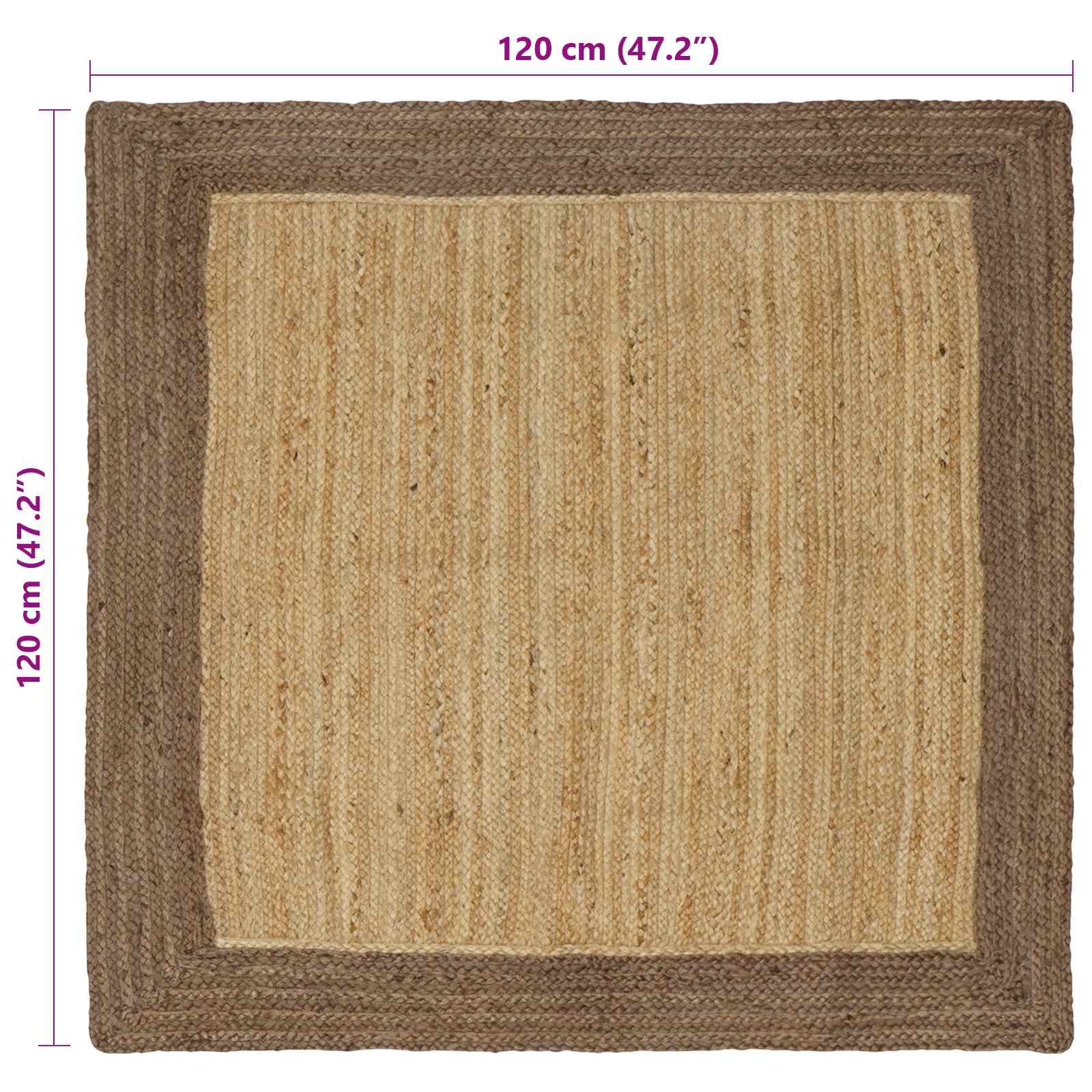 vidaXL Dywany pokojowe Szary 120 x 120 cm Juta