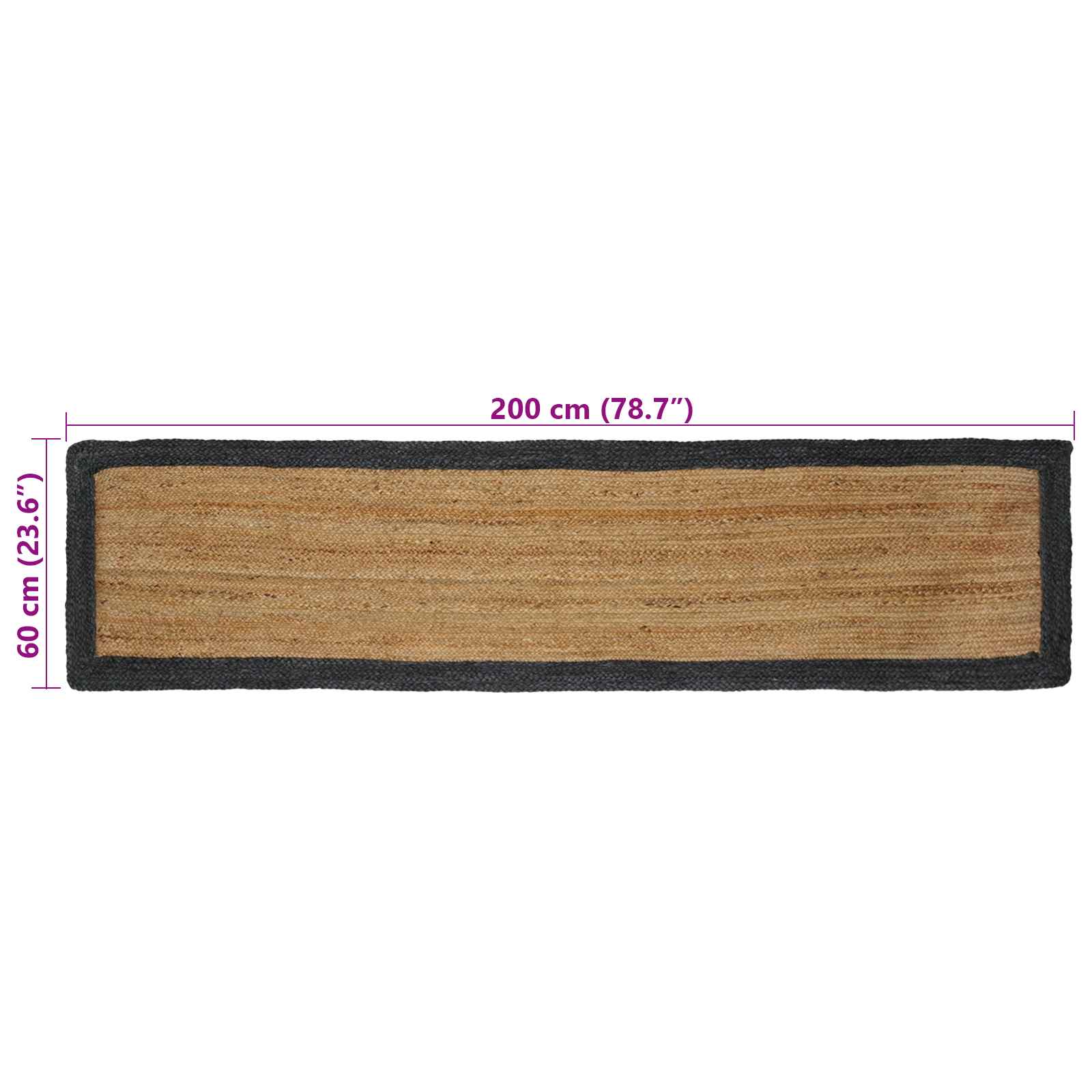 vidaXL Dywany pokojowe Naturalny i ciemnoszary 60 x 200 cm Juta