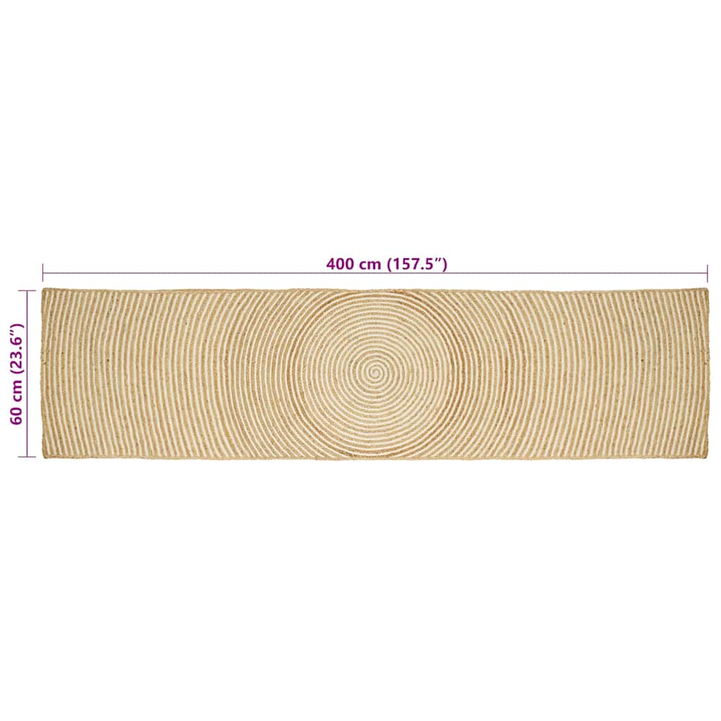 vidaXL Dywany pokojowe Biały 60 x 400 cm Juta