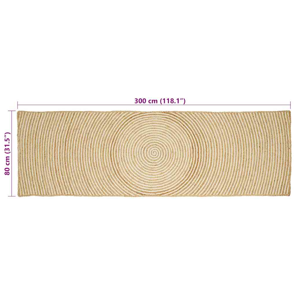 vidaXL Dywany pokojowe Biały 80 x 300 cm Juta