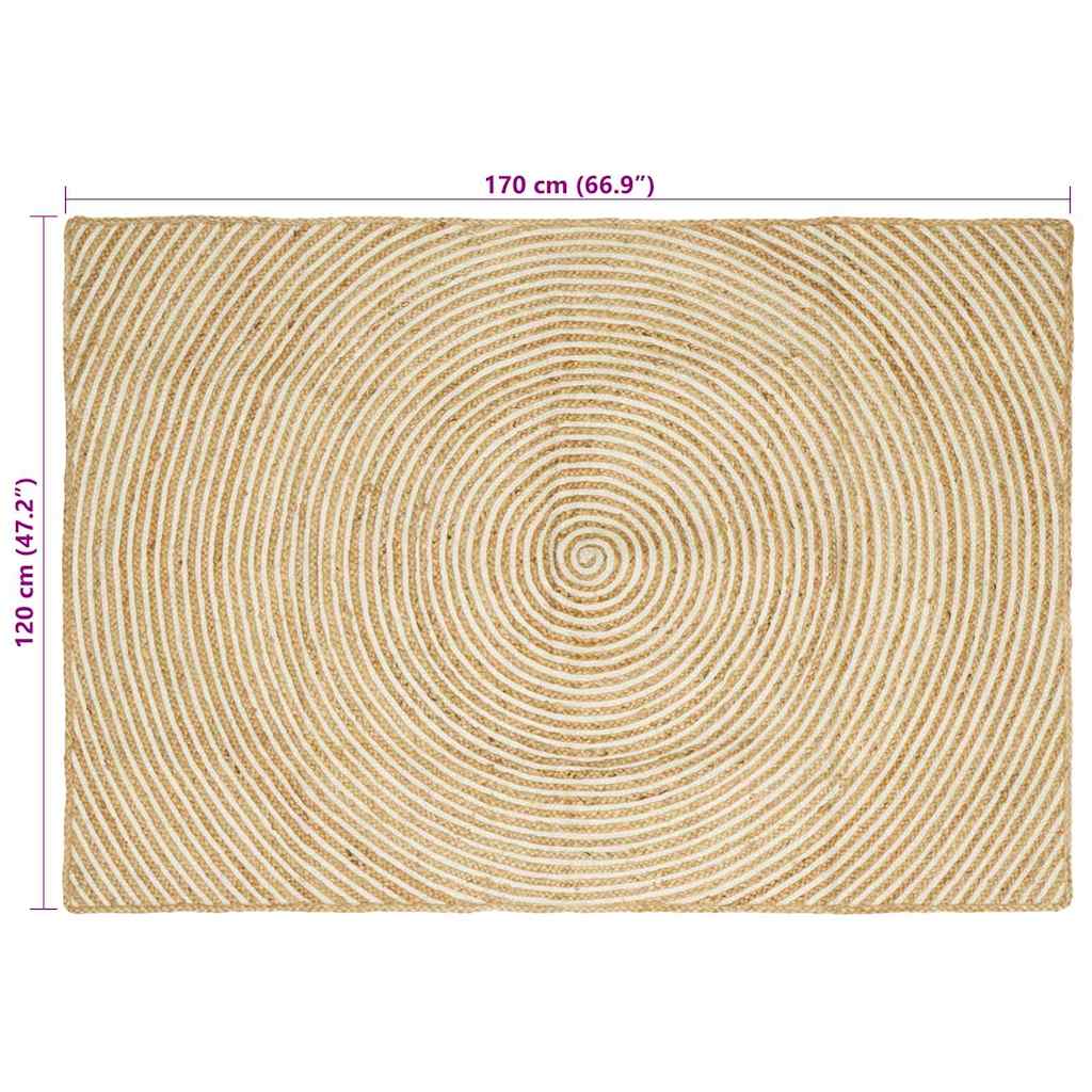 vidaXL Dywany pokojowe Biały 120 x 170 cm Juta