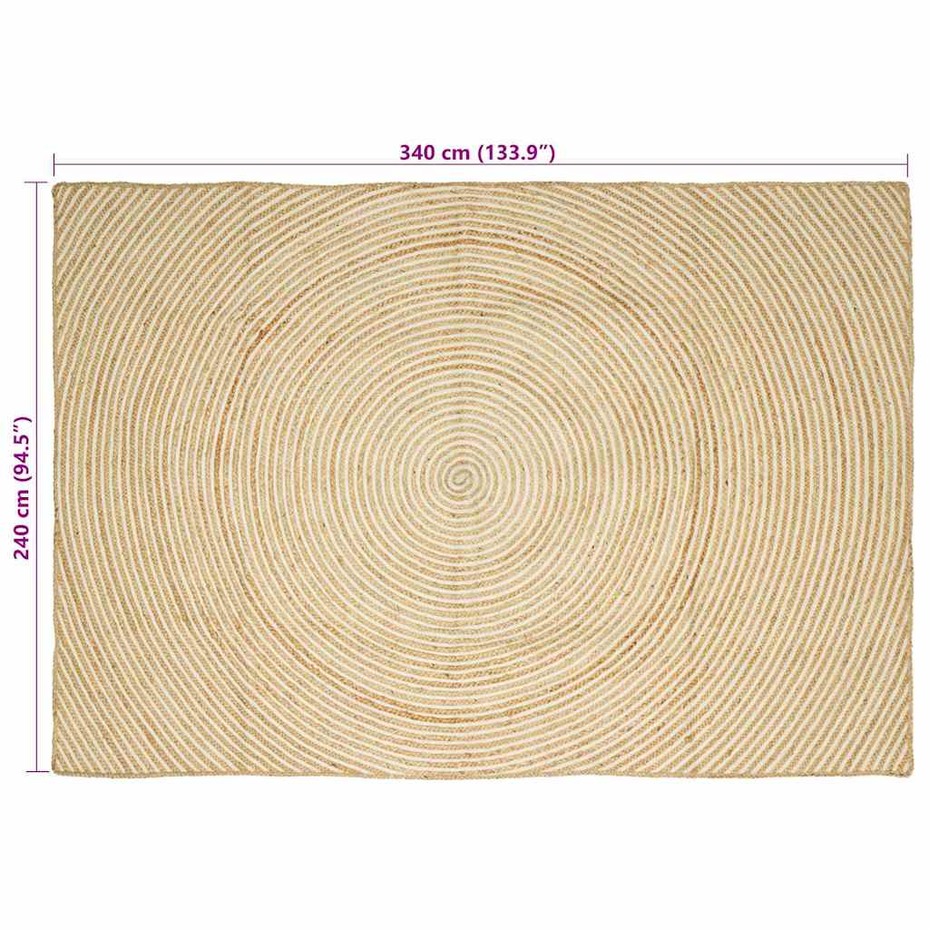 vidaXL Dywany pokojowe Biały 240 x 340 cm Juta
