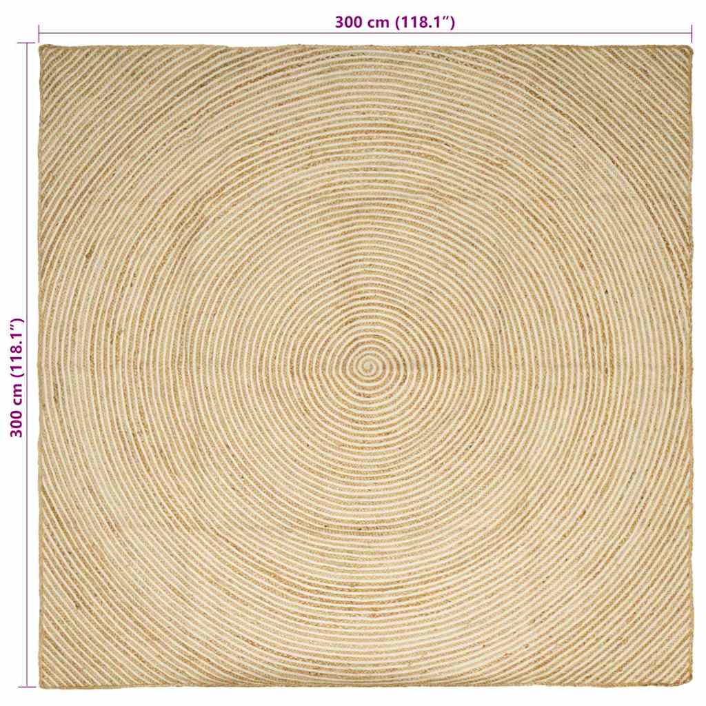 vidaXL Dywany pokojowe Biały 300 x 300 cm Juta