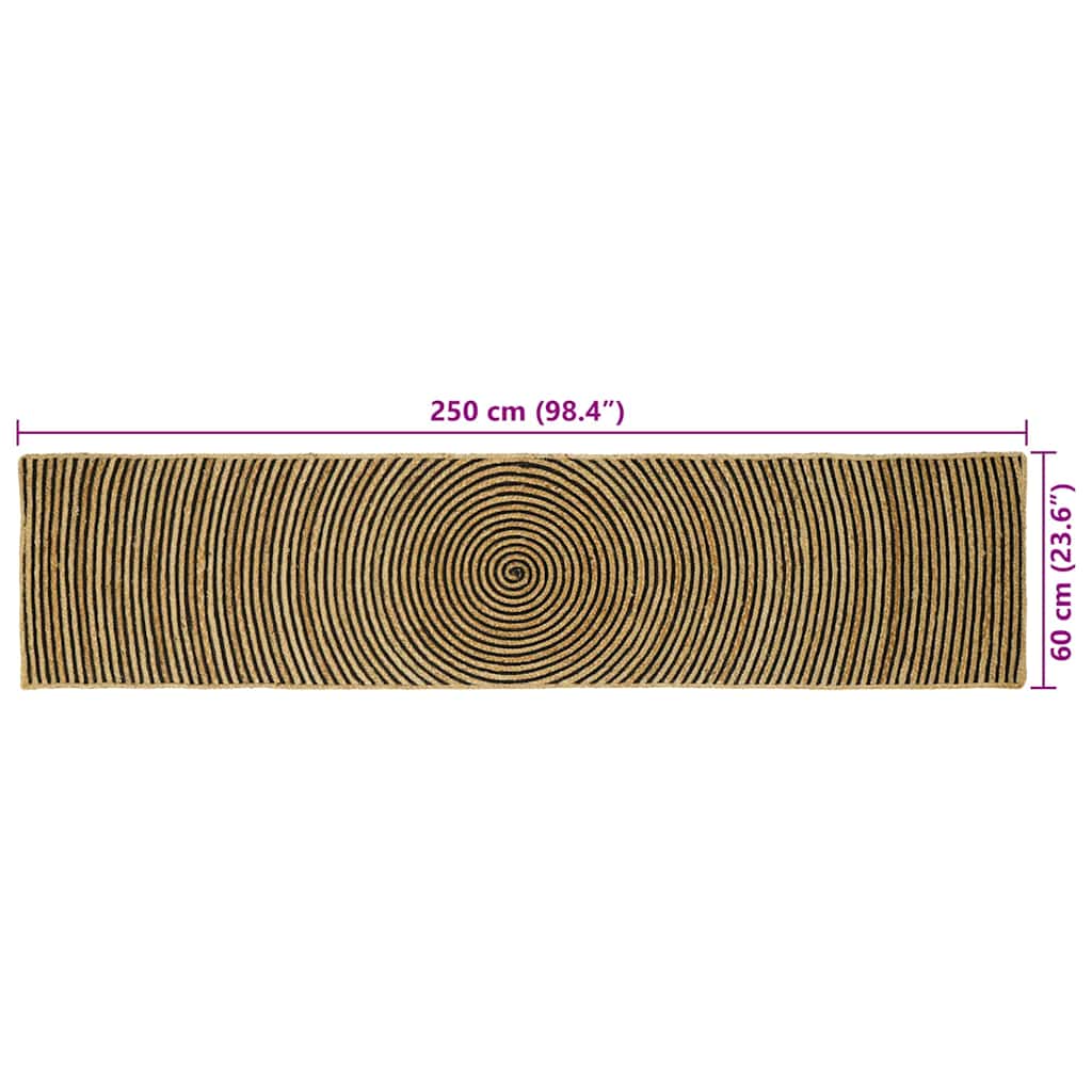 vidaXL Dywany pokojowe Czarny 60 x 250 cm Juta
