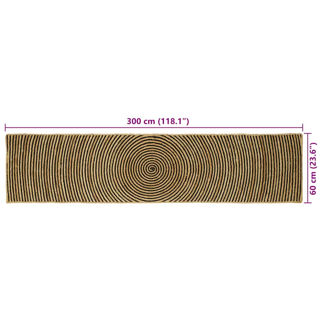 vidaXL Dywany pokojowe Czarny 60 x 300 cm Juta