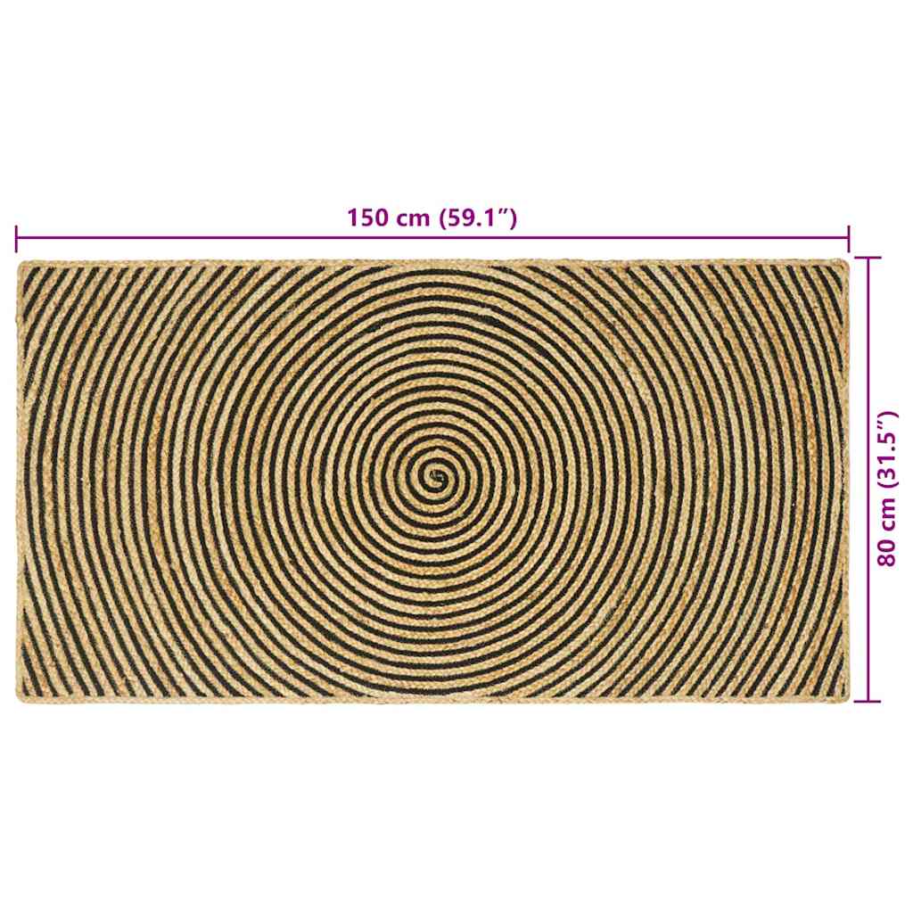 vidaXL Dywany pokojowe Czarny 80 x 150 cm Juta
