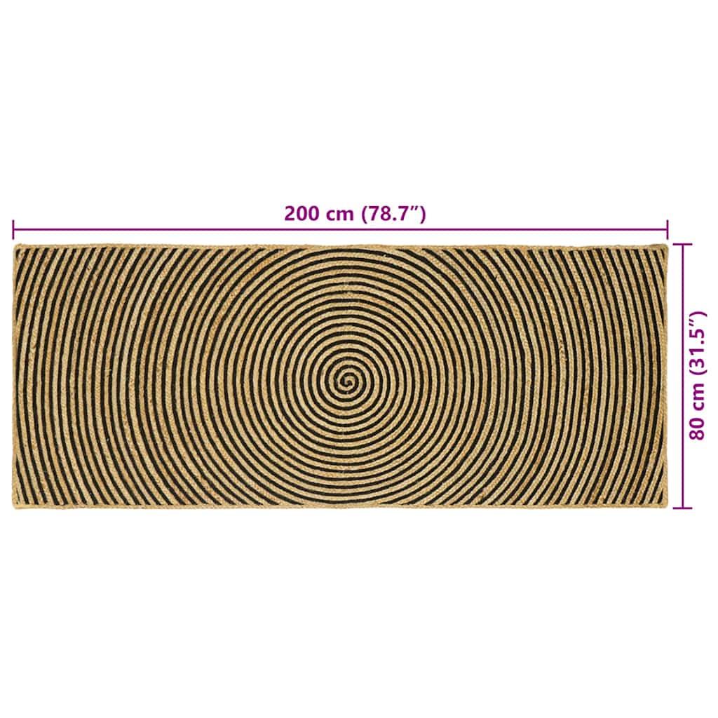 vidaXL Dywany pokojowe Czarny 80 x 200 cm Juta