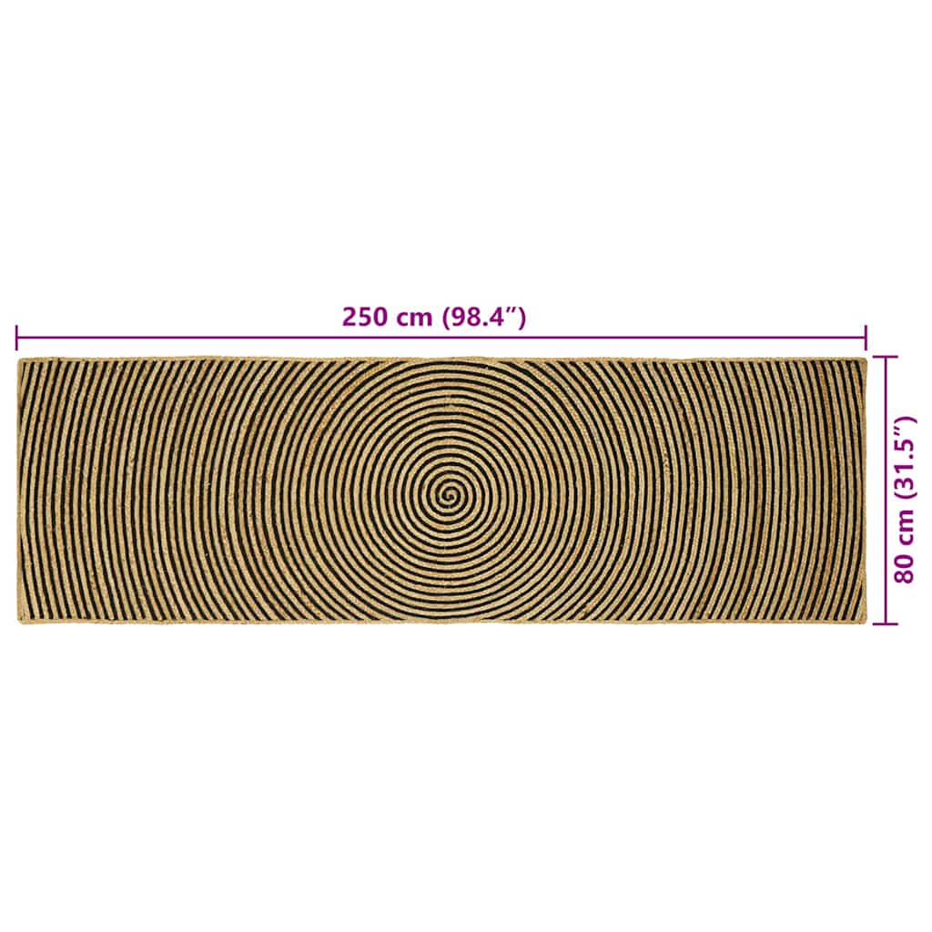 vidaXL Dywany pokojowe Czarny 80 x 250 cm Juta