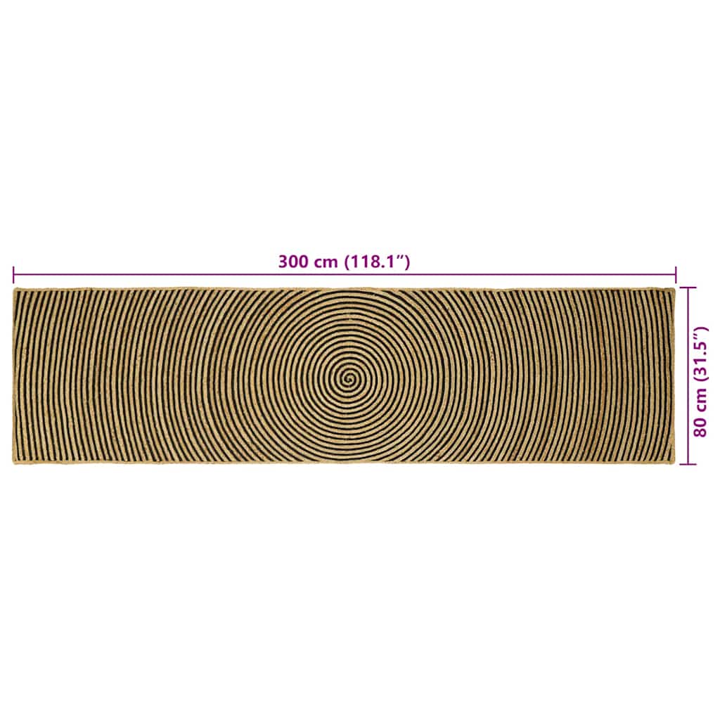 vidaXL Dywany pokojowe Czarny 80 x 300 cm Juta