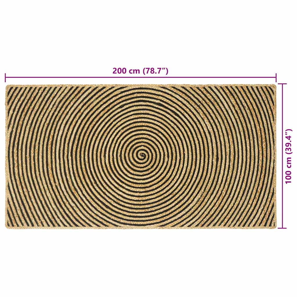 vidaXL Dywany pokojowe Czarny 100 x 200 cm Juta