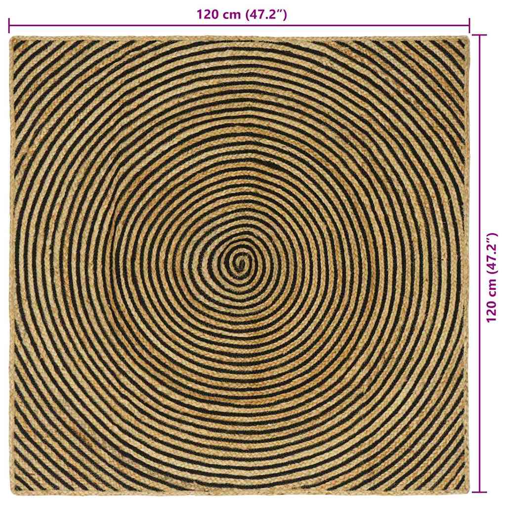 vidaXL Dywany pokojowe Czarny 120 x 120 cm Juta