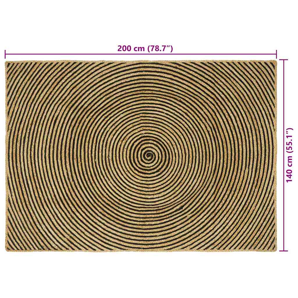 vidaXL Dywany pokojowe Czarny 140 x 200 cm Juta