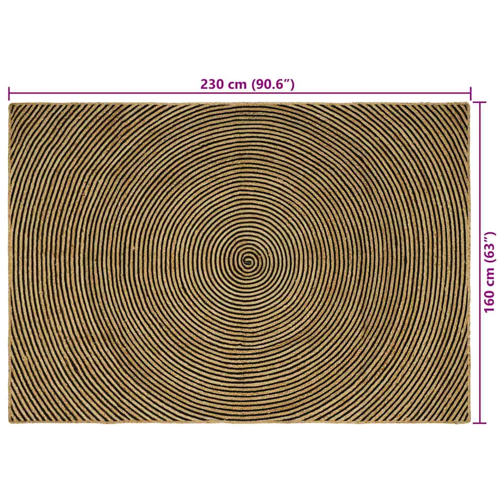 vidaXL Dywany pokojowe Czarny 160 x 230 cm Juta