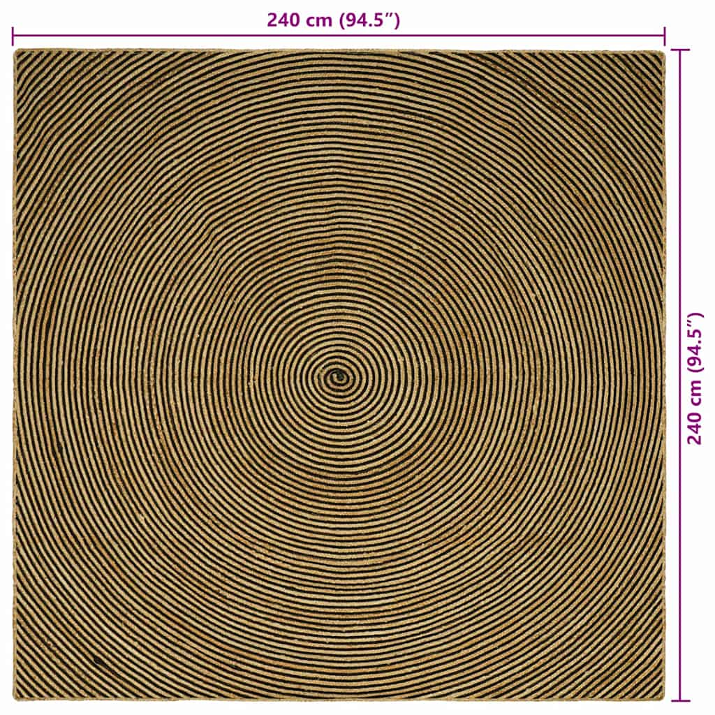 vidaXL Dywany pokojowe Czarny 240 x 240 cm Juta
