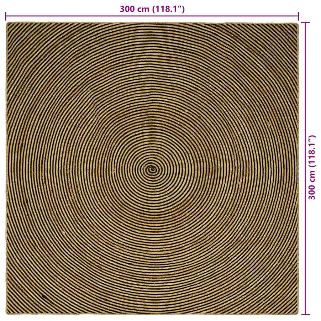 vidaXL Dywany pokojowe Czarny 300 x 300 cm Juta