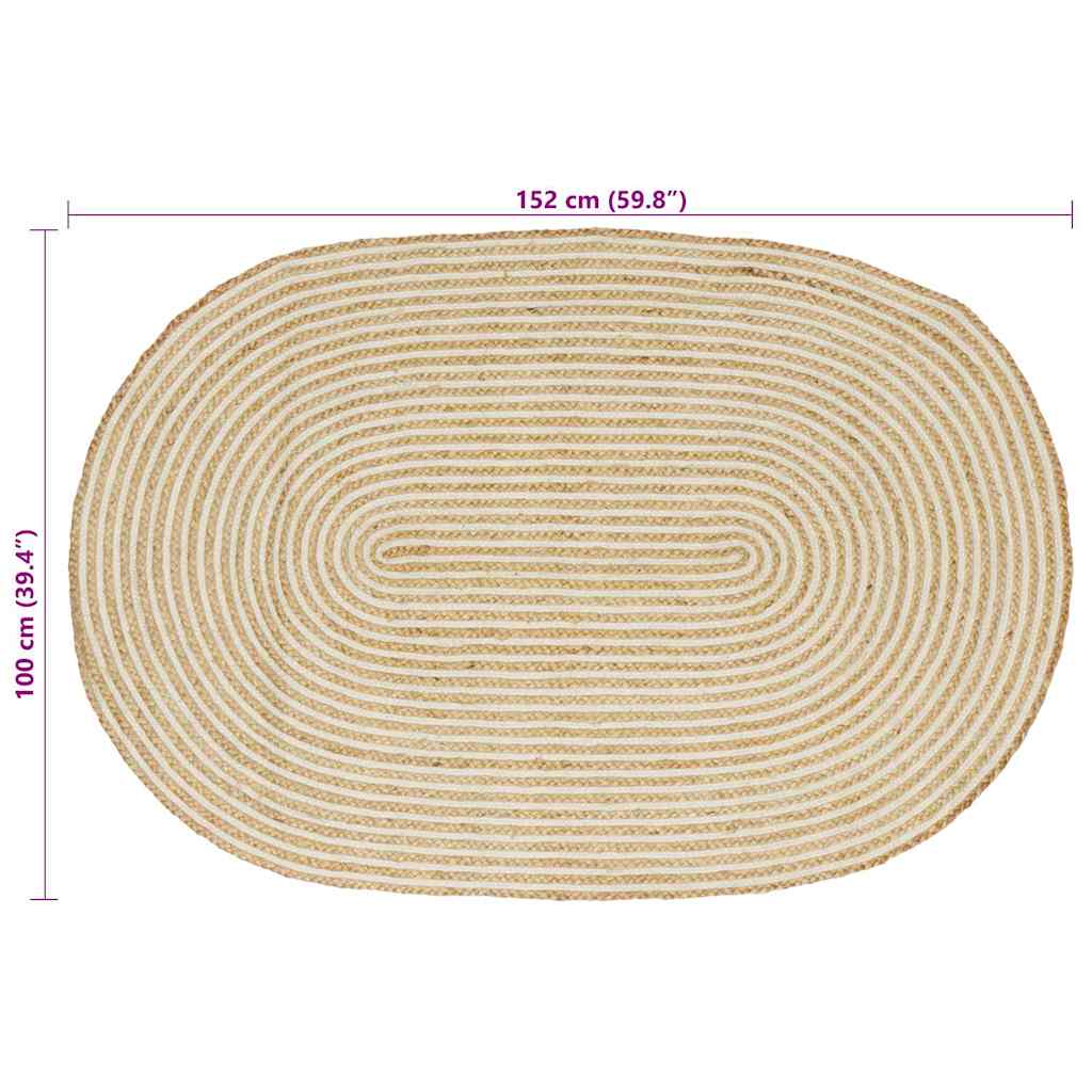 vidaXL Dywany pokojowe Naturalne i białe 100 x 152 cm Juta