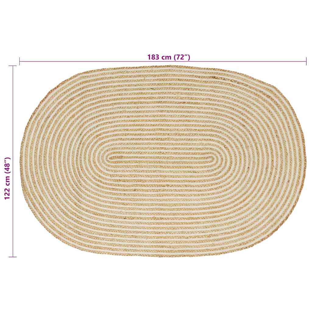 vidaXL Dywany pokojowe Naturalne i białe 122 x 183 cm Juta
