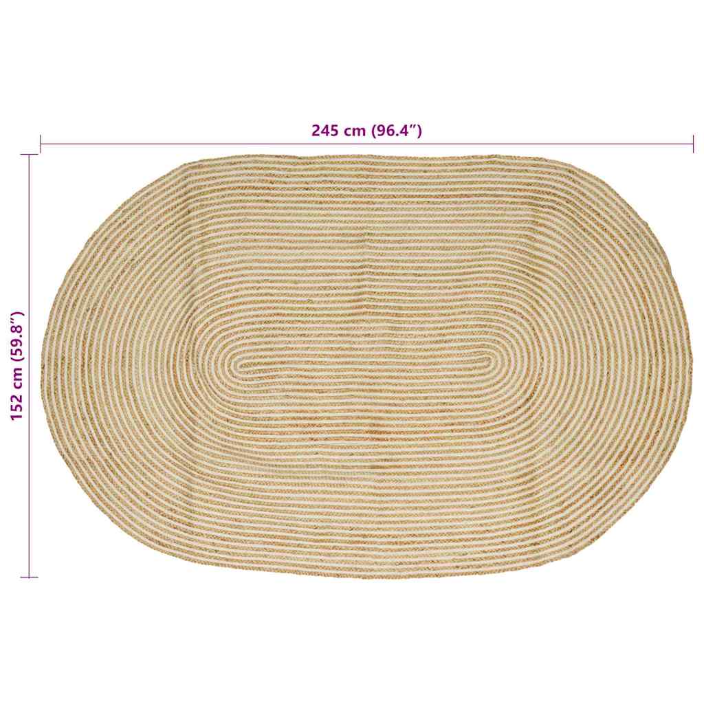 vidaXL Dywany pokojowe Naturalne i białe 152 x 245 cm Juta