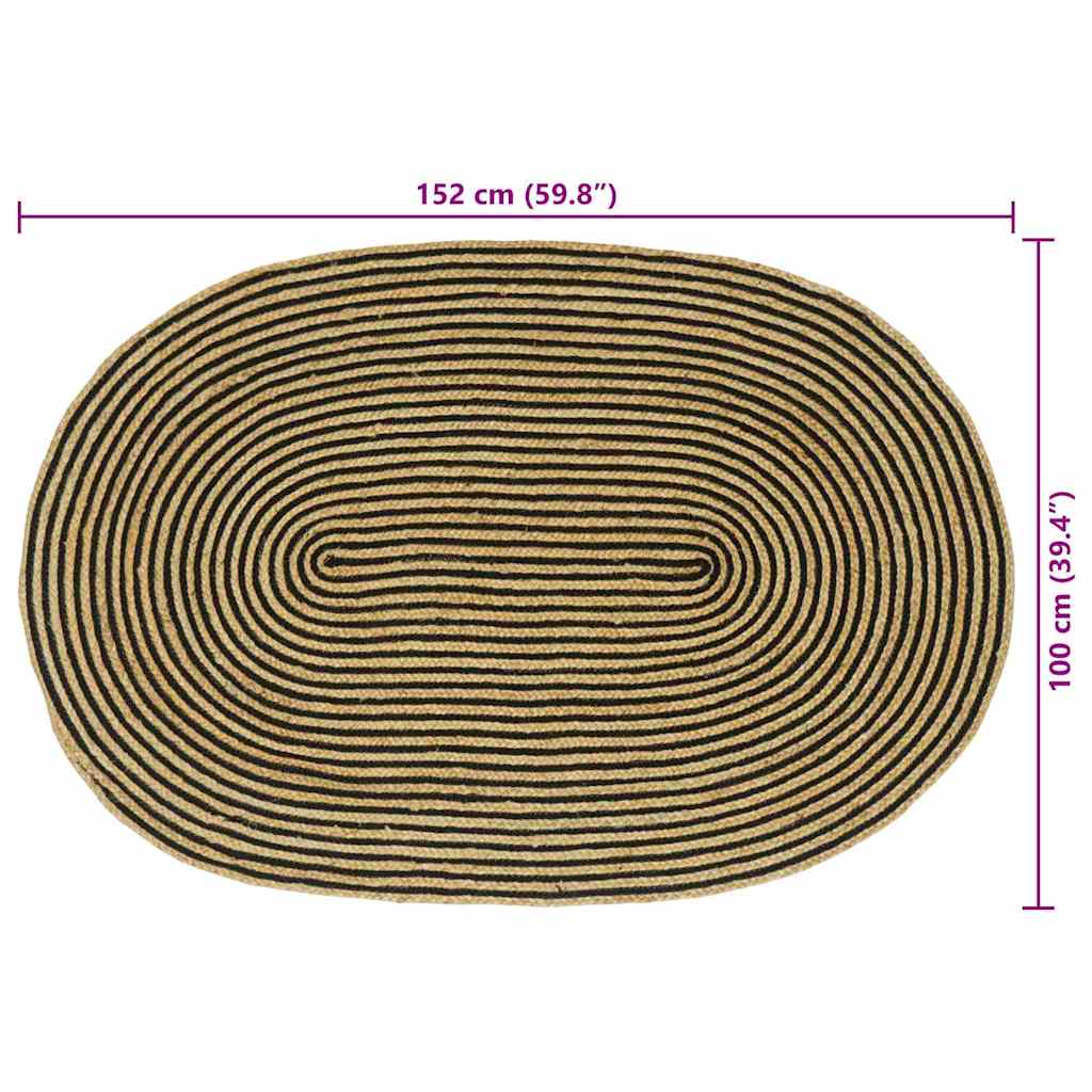 vidaXL Dywany pokojowe Naturalny i czarny 100 x 152 cm Juta