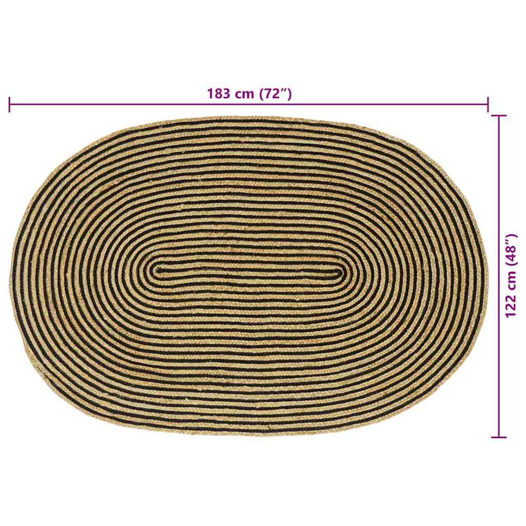 vidaXL Dywany pokojowe Naturalny i czarny 122 x 183 cm Juta