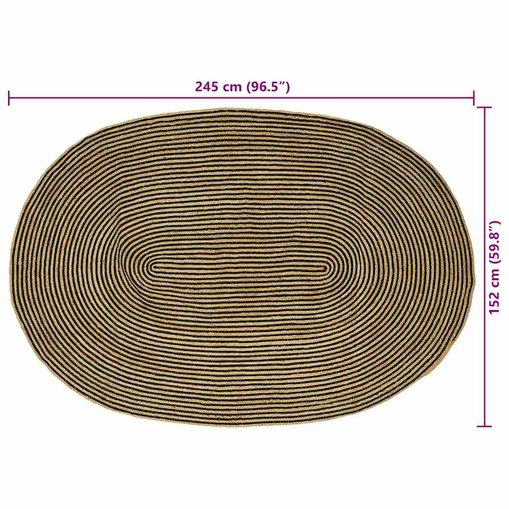 vidaXL Dywany pokojowe Naturalny i czarny 152 x 245 cm Juta