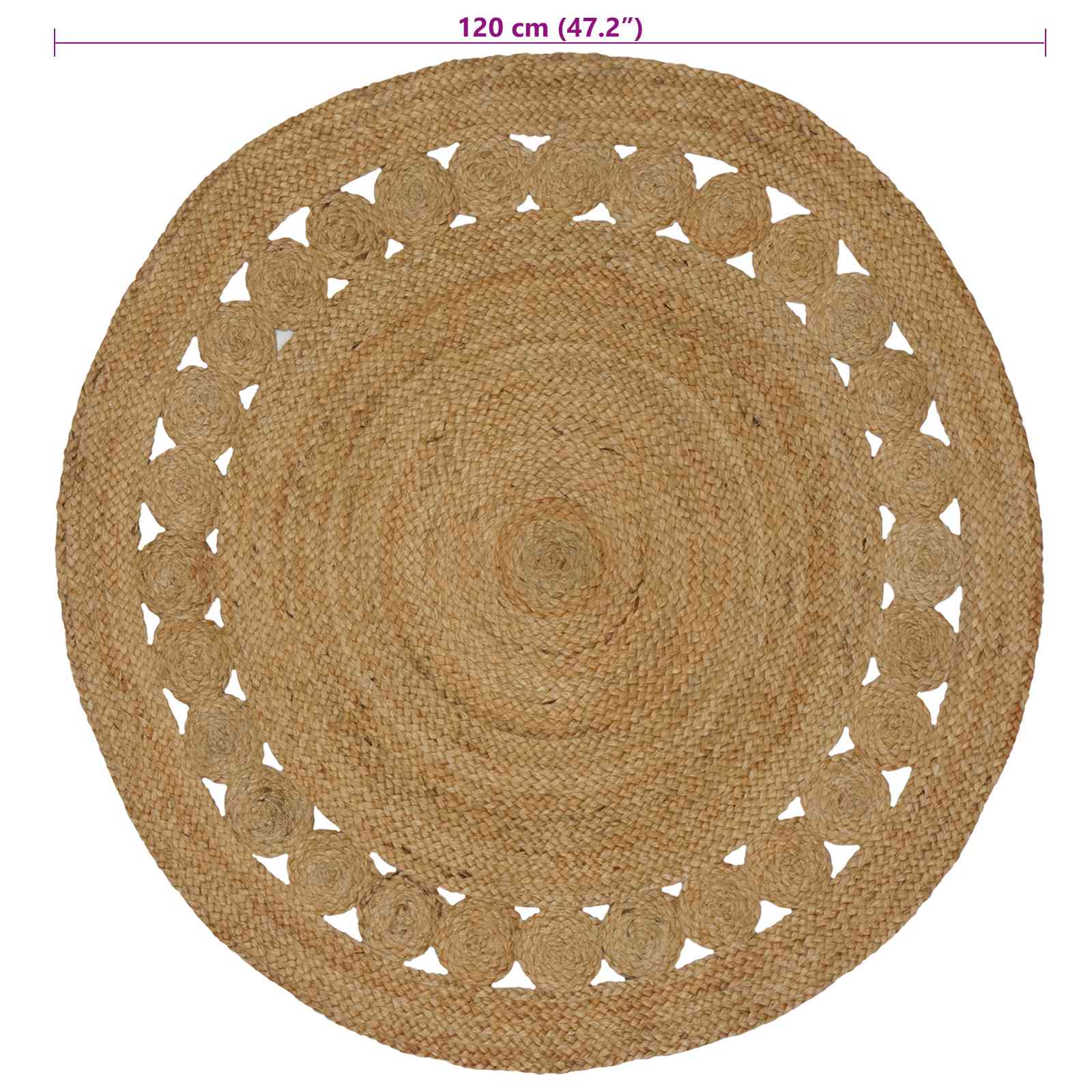 vidaXL Dywany pokojowe naturalny Ø 120 cm Juta