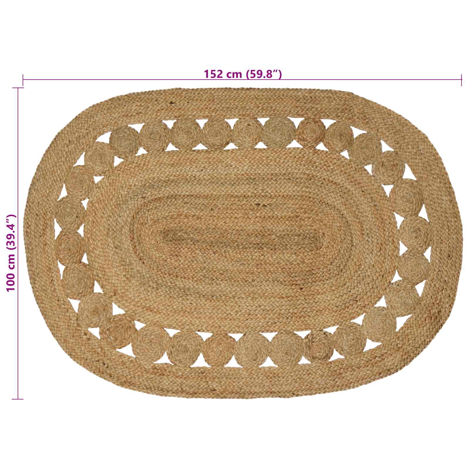 vidaXL Dywany pokojowe naturalny 100 x 152 cm Juta
