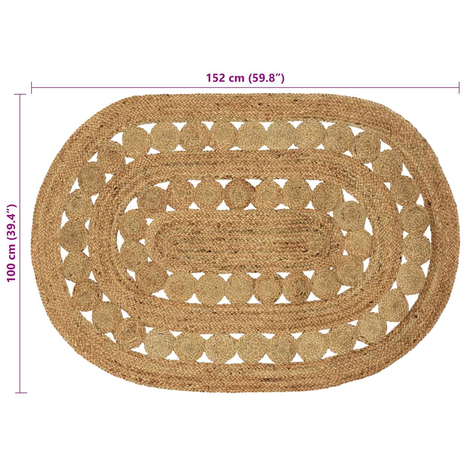 vidaXL Dywany pokojowe naturalny 100 x 152 cm Juta
