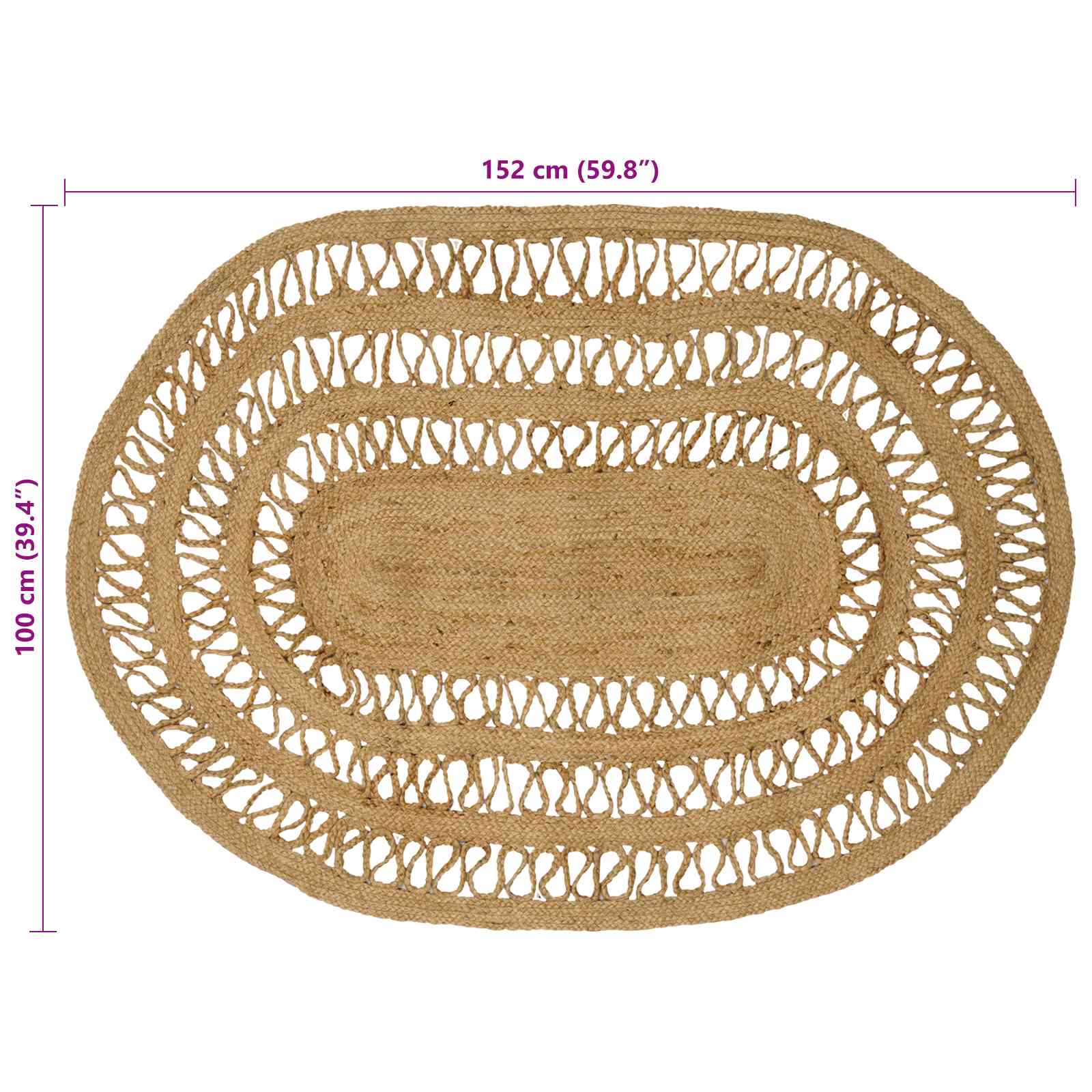 vidaXL Dywany pokojowe naturalny 100 x 152 cm Juta