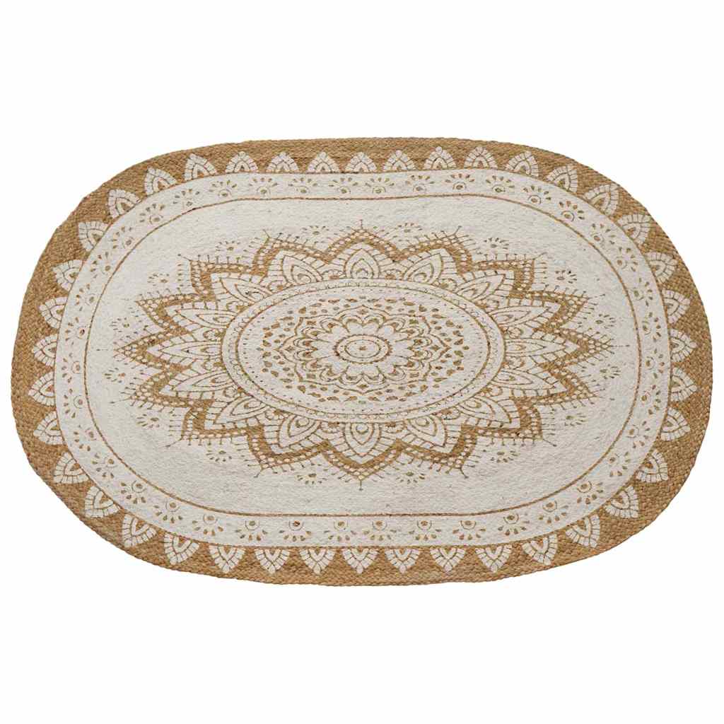 vidaXL Dywany pokojowe Naturalny z białym nadrukiem 100 x 152 cm Juta