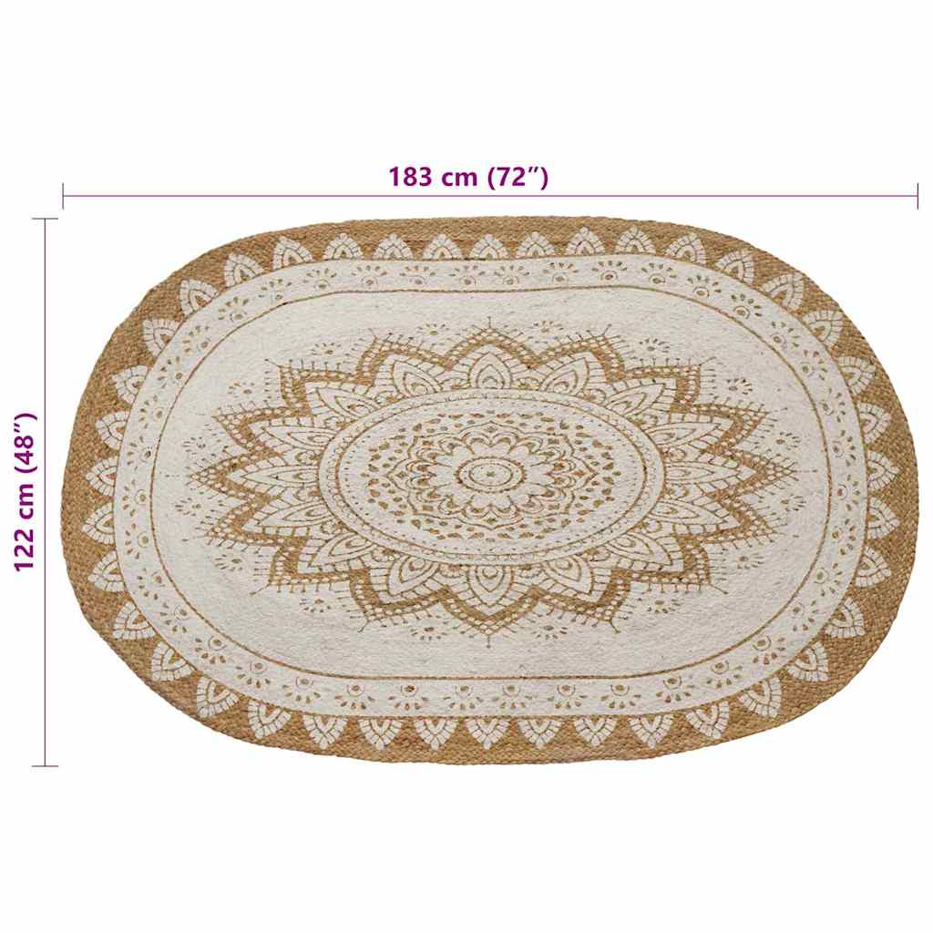 vidaXL Dywany pokojowe Naturalny z białym nadrukiem 122 x 183 cm Juta