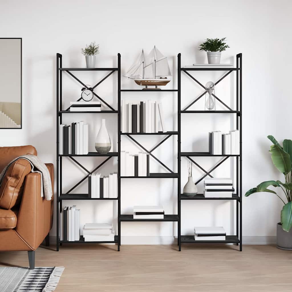 vidaXL Półka na książki Czarny Dąb 156 x 25 x 167 cm