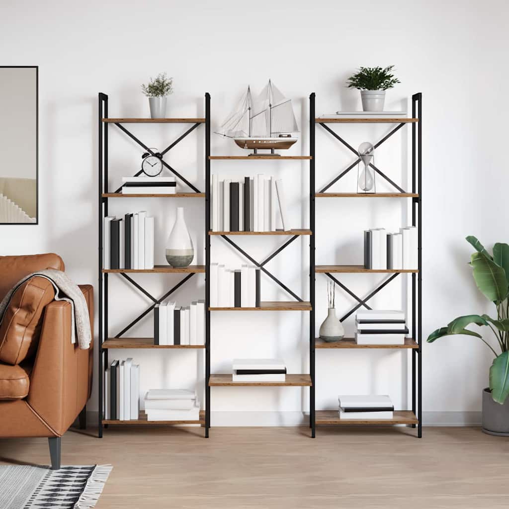 vidaXL Półka na książki Stare drewno 156 x 25 x 167 cm