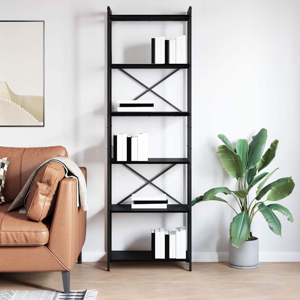 vidaXL Półka na książki Czarny Dąb 60 x 30 x 189,5 cm